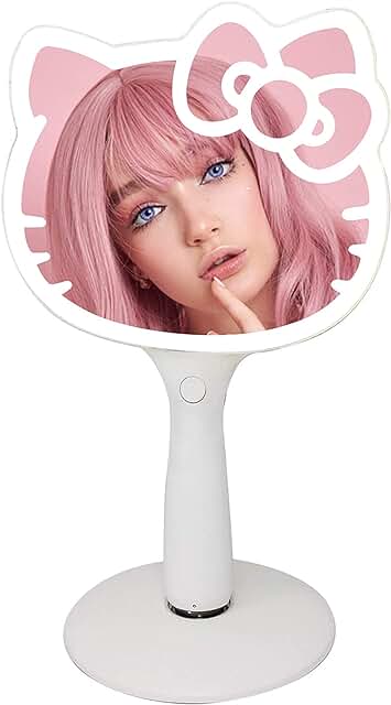 Hello Kitty LED Handheld Mirror with Stand and Brightness