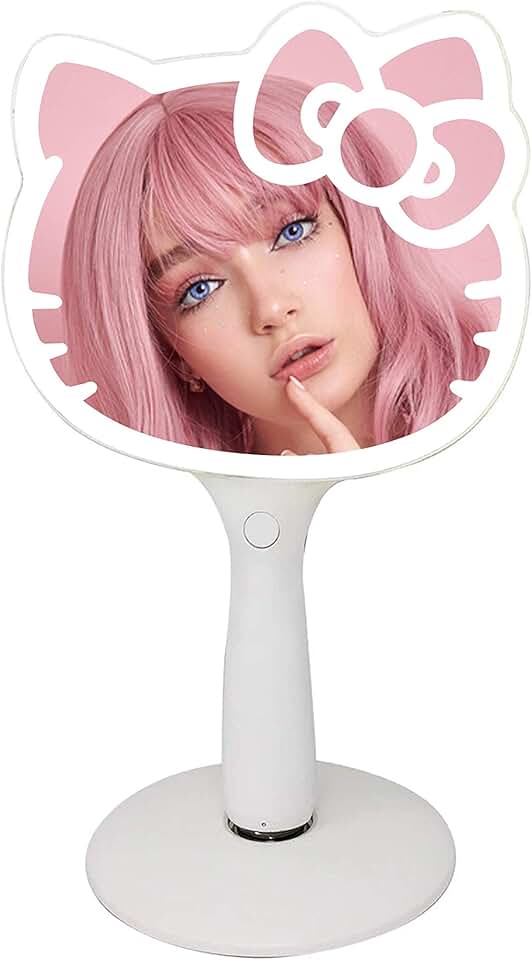 Hello Kitty LED Handheld Mirror with Stand and Brightness