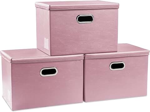 Large Pink Stackable Storage Bins with Lids (3-Pack)
