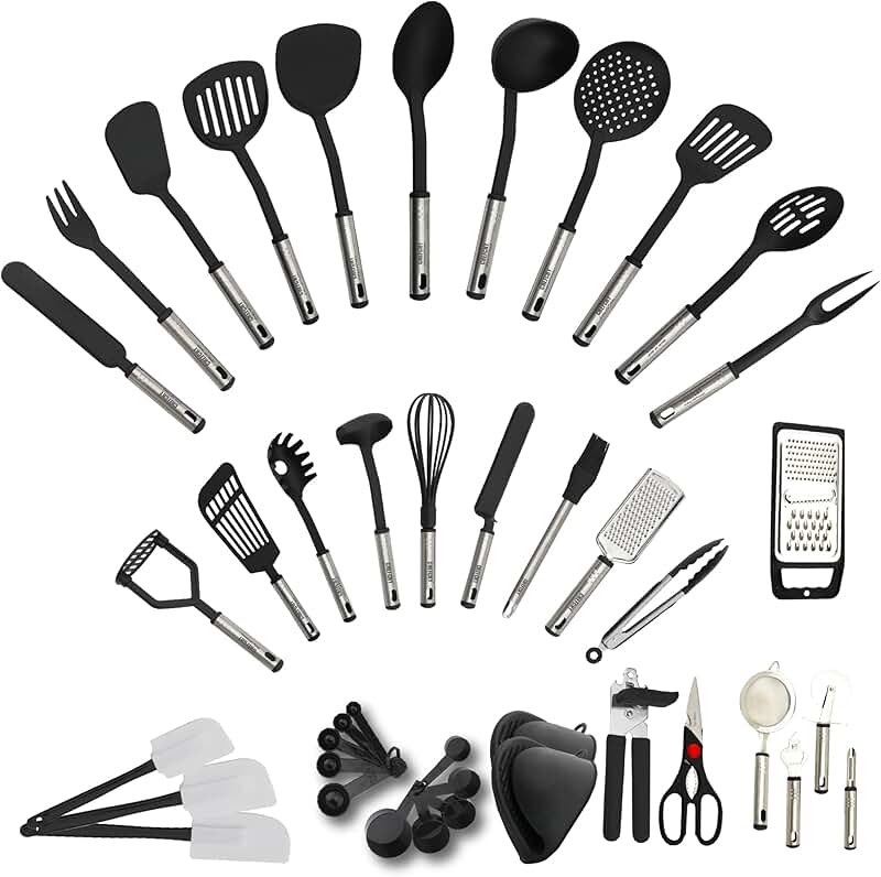 42-Piece Stainless Steel and Nylon Kitchen Utensils Set