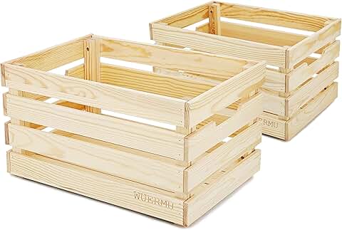 Set of 2 Wooden Crates for Storage and Display
