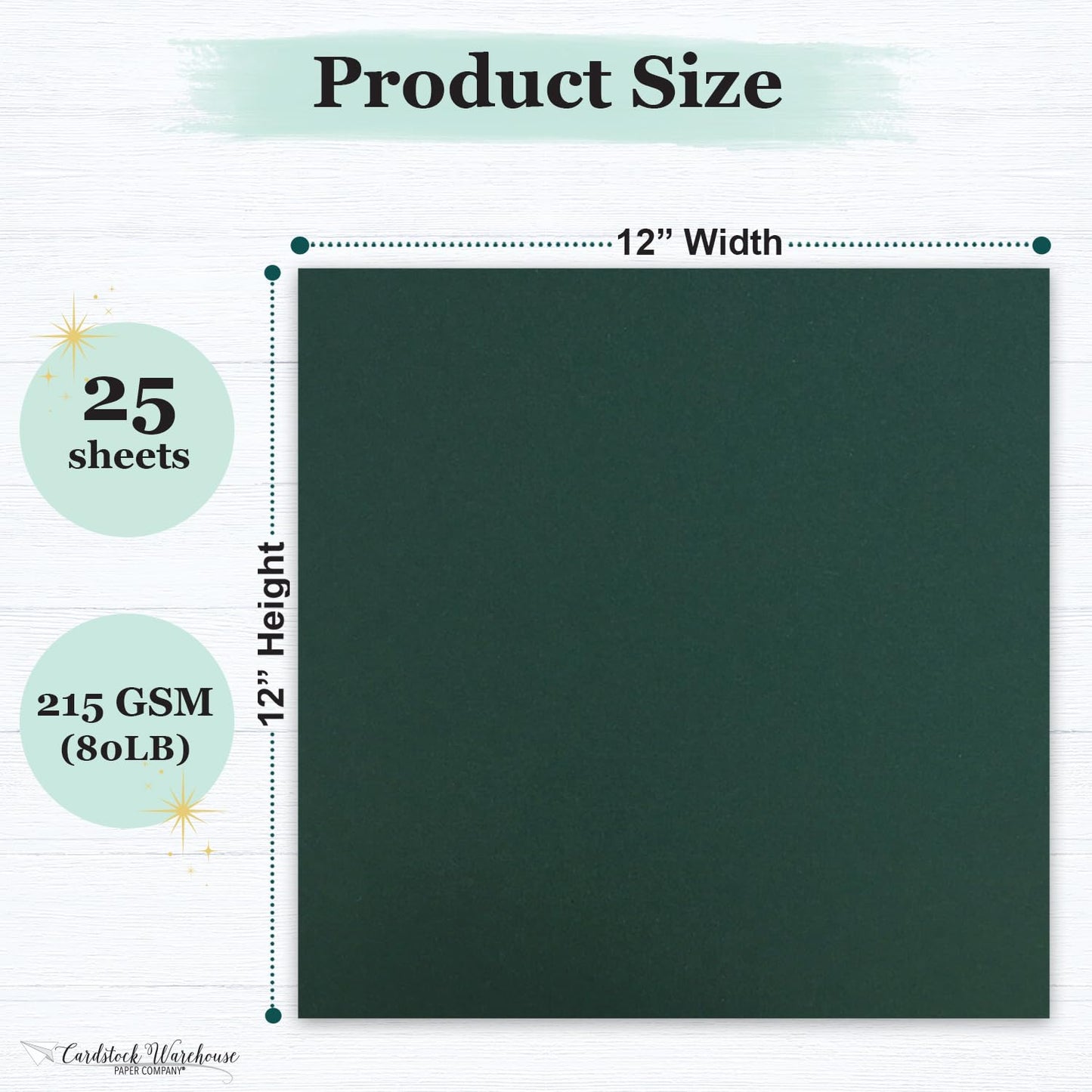 Green Recycled Cardstock Paper, 25 Sheets, 12x12, 80lb
