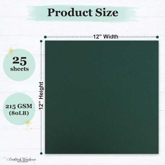 Green Recycled Cardstock Paper, 25 Sheets, 12x12, 80lb