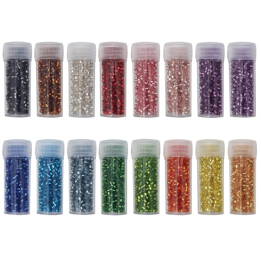 Uniform 80g 12/0 Silver-Lined Cylinder Seed Beads for Jewelry Making