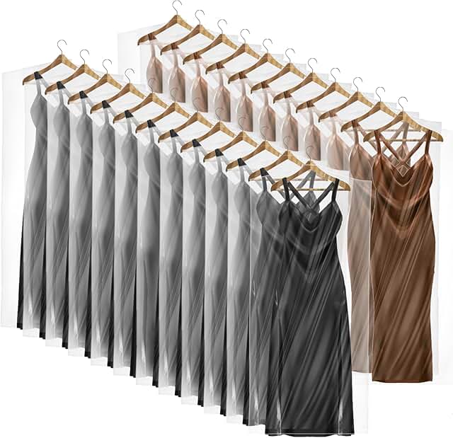 50 Pack 71-Inch Clear Garment Bags for Closet Storage