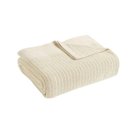 Fiesta  an Icon  Soft Thermal Weave 100% Cotton Blanket Twin Size 66 in. x 90 in.), Cream,XL