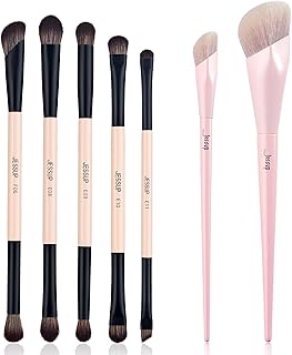 Eye and face makeup brushes set with foundation and concealer brushes
