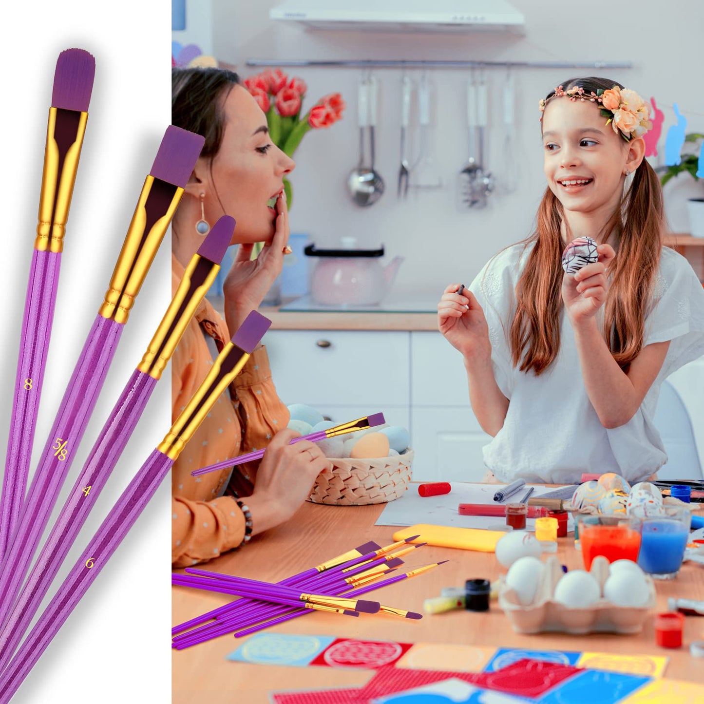 Paint Brushes Set 20 Pcs Assorted Sizes Purple
