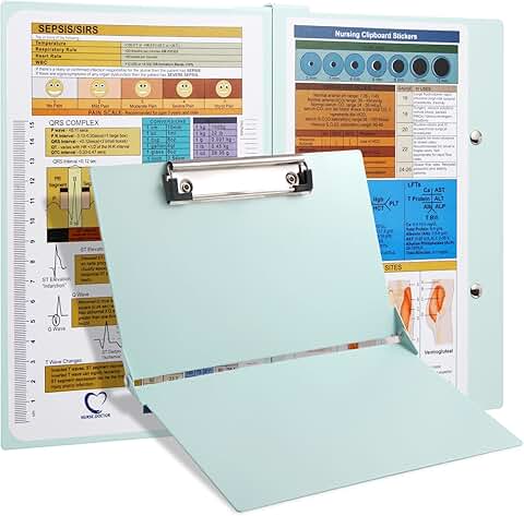 Foldable Nursing Clipboard with Medical Cheat Sheets