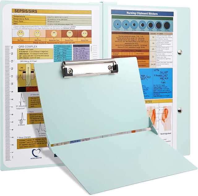 Foldable Nursing Clipboard with Medical Cheat Sheets