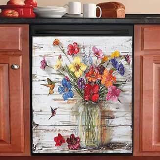 Flower and Bird Refrigerator Magnet Cover