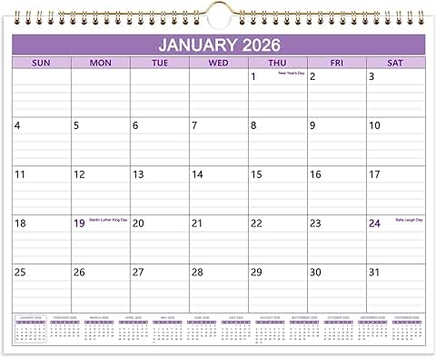 2026 12-Month Wall Calendar, 14.5"x11.5"