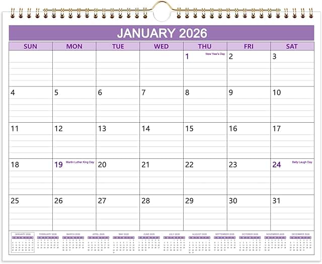 2026 12-Month Wall Calendar, 14.5"x11.5"