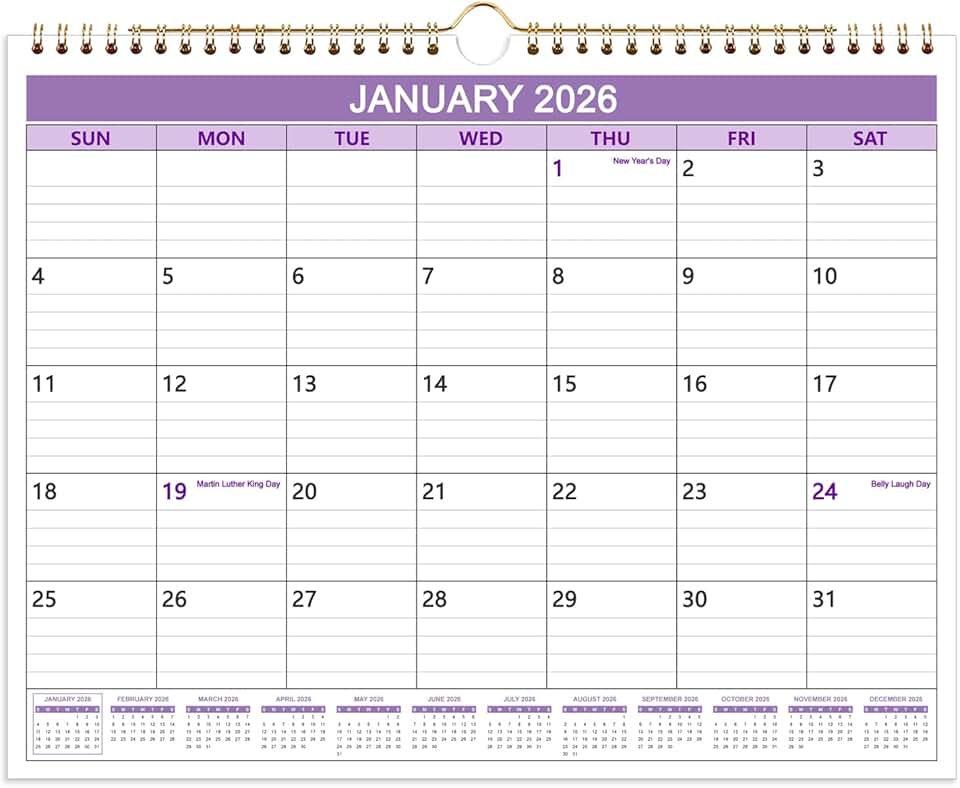 2026 12-Month Wall Calendar, 14.5"x11.5"