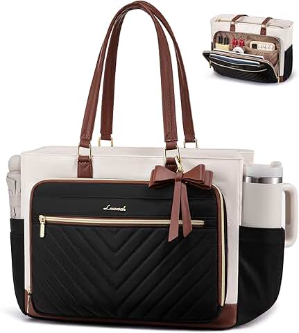 Teacher tote bag with large cup holder and multiple pockets