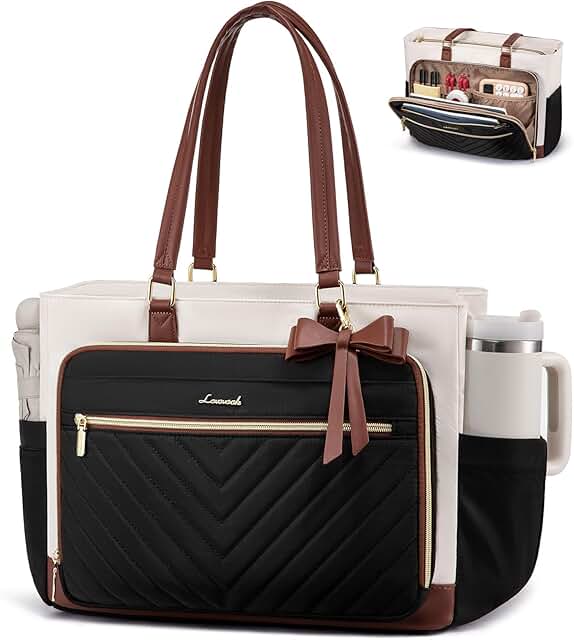 Teacher tote bag with large cup holder and multiple pockets