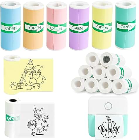 Set of 16 Thermal Sticker Rolls for Mini Printer