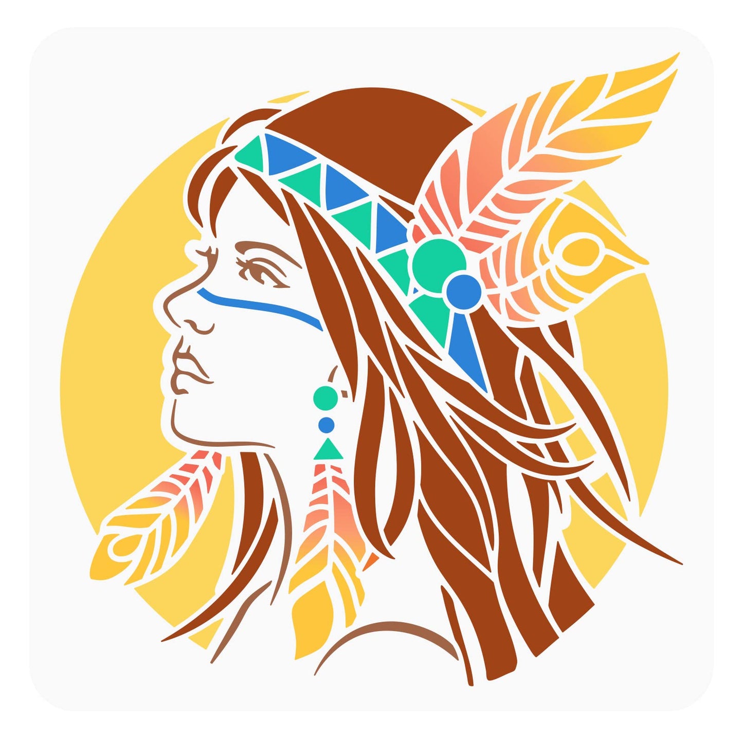 Reusable Women's Tribal Painting Set with Plastic Canvas 11.8x11.8 inch