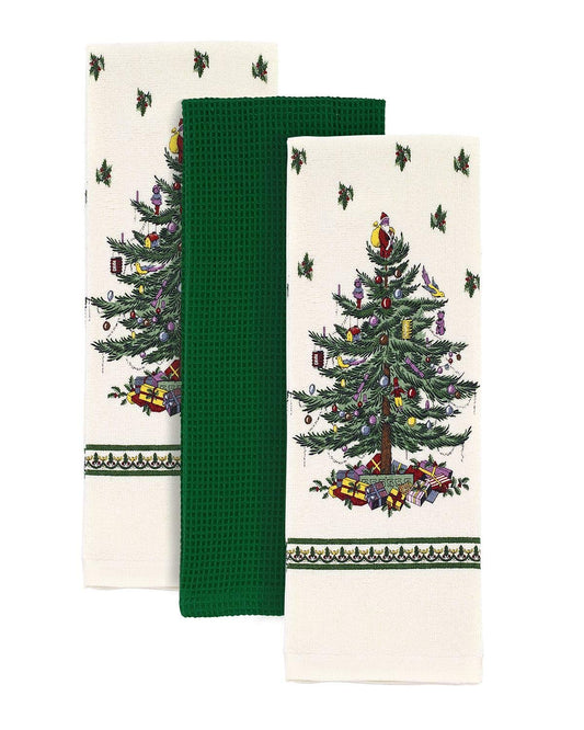 Spode Tree Kitchen, 3pc Towels, Green