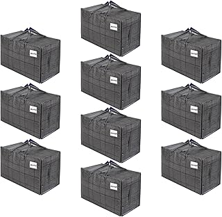 10 Heavy Duty Moving and Storage Bags, Large Totes with Zipper
