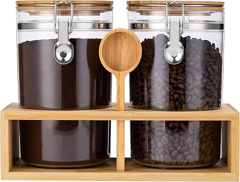 Set of 2 Airtight Coffee and Food Storage Jars