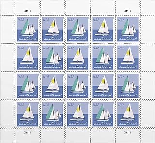 Postcard Stamps Sheet with Sailboats