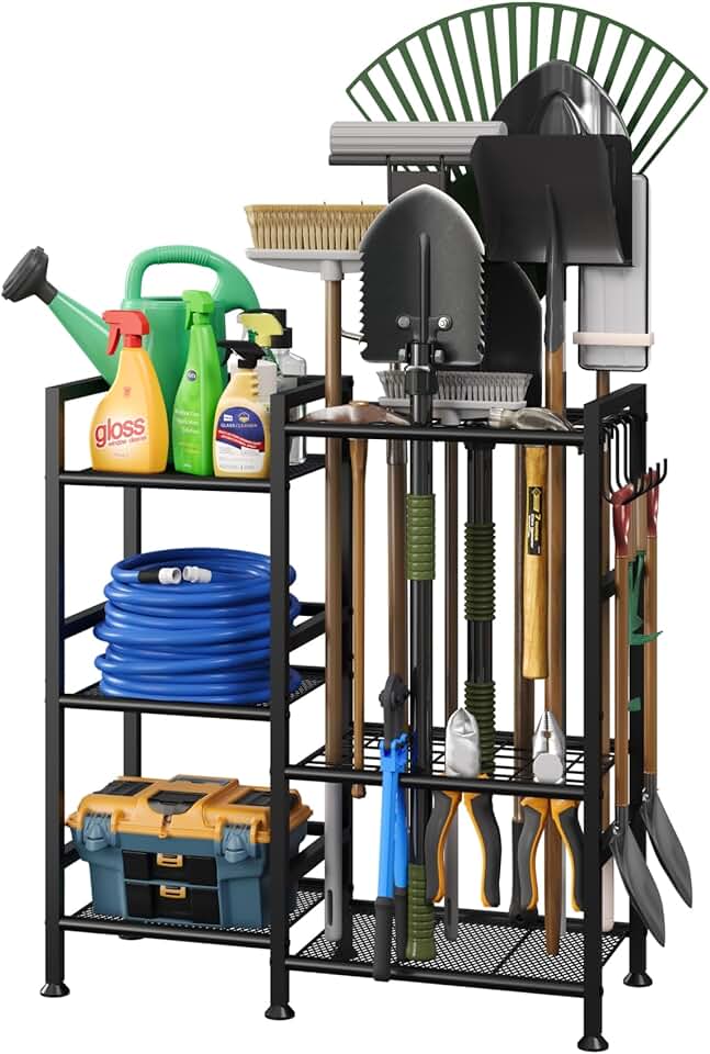 3-Tier Garden Tool Organizer with Long-Handled Slots