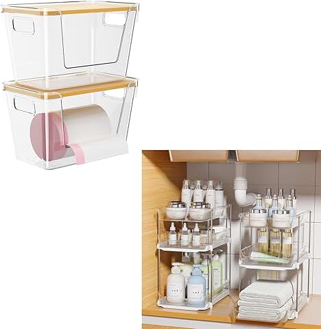 Two 3-Tier Under Sink Organizers with Movable Dividers