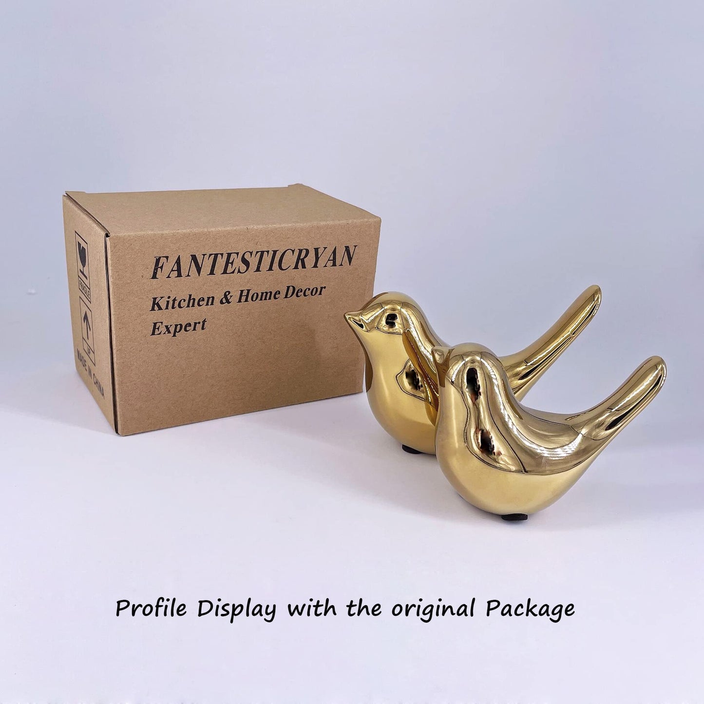 Small Birds Statues Gold Decor rn Style Figurine Decorative for Living Room, Bedroom, Office Desktop, Cabinets