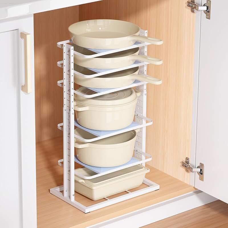 6-Tier Adjustable Under-Cabinet Pot and Pan Organizer