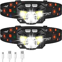 Rechargeable LED Headlamp with 8 Modes, Waterproof, 2-Pack