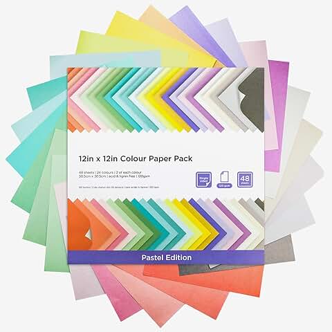 48 Sheets of 12x12 Pastel Colored Scrapbook Paper