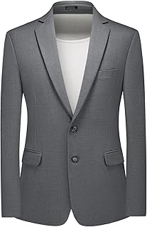 Men's Slim Fit Casual Wool Blazer with Two Buttons