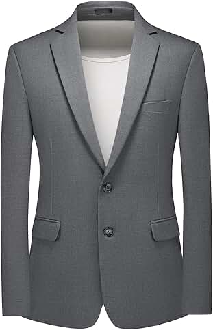 Men's Slim Fit Casual Wool Blazer with Two Buttons