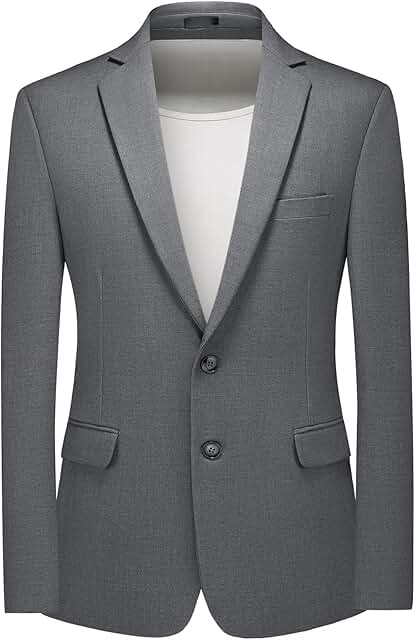 Men's Slim Fit Casual Wool Blazer with Two Buttons