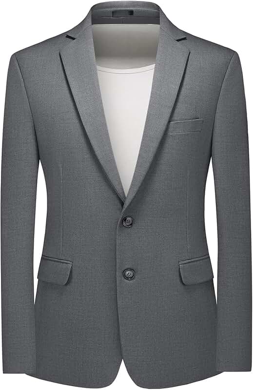 Men's Slim Fit Casual Wool Blazer with Two Buttons