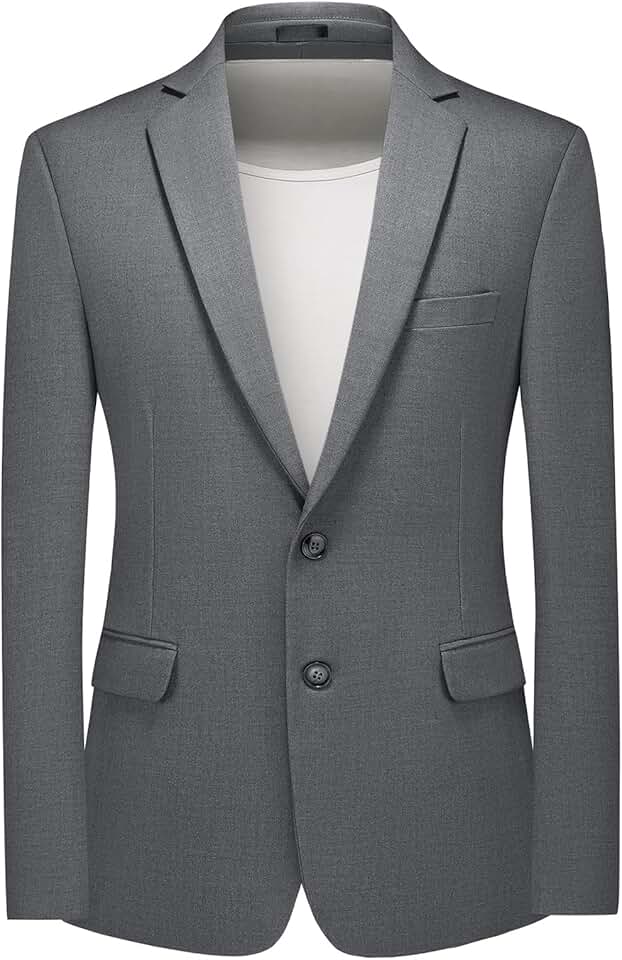 Men's Slim Fit Casual Wool Blazer with Two Buttons