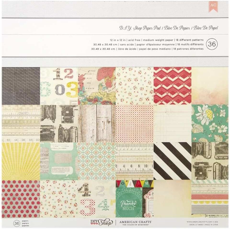 DIY Paper Pad with 36 Sheets, 12x12 Inches