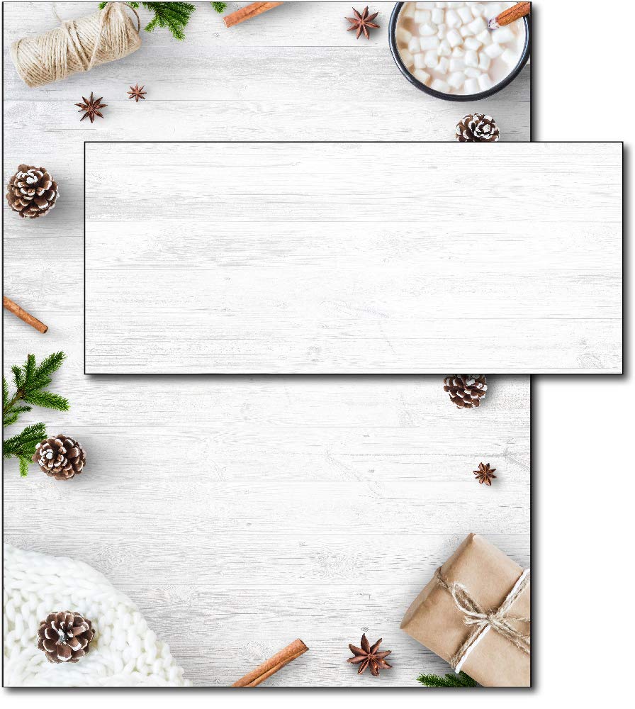 White Holiday Paper and Envelope Set, 8.5 x 11