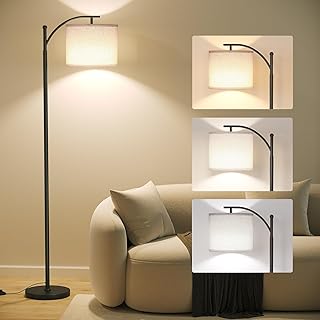 Modern black arc floor lamp with adjustable shade