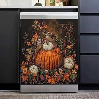 Fall Pumpkin and Bird Dishwasher Magnet Cover