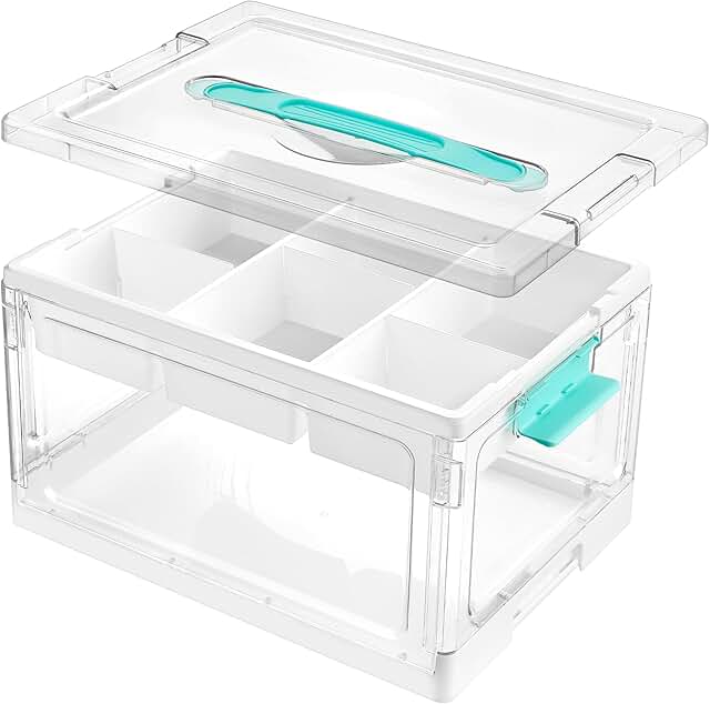 Clear 24 QT Plastic Craft Organizer with Removable Trays