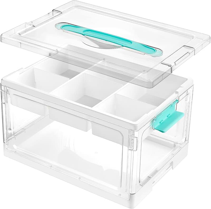 Clear 24 QT Plastic Craft Organizer with Removable Trays