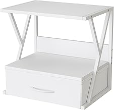 White 2-Tier Printer Stand with Storage Drawer