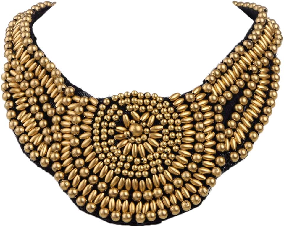 Golden Beaded Ethnic Tribal Sun Necklace