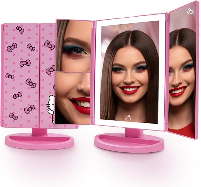 Pink Hello Kitty Tri-Fold LED Makeup Mirror