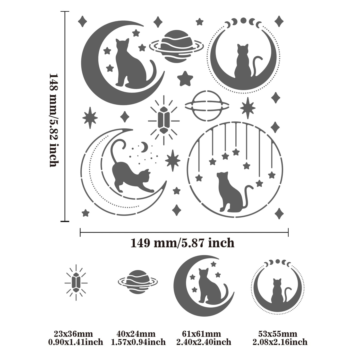 Stainless Steel Moon Cat Star Cutting Die 6x6