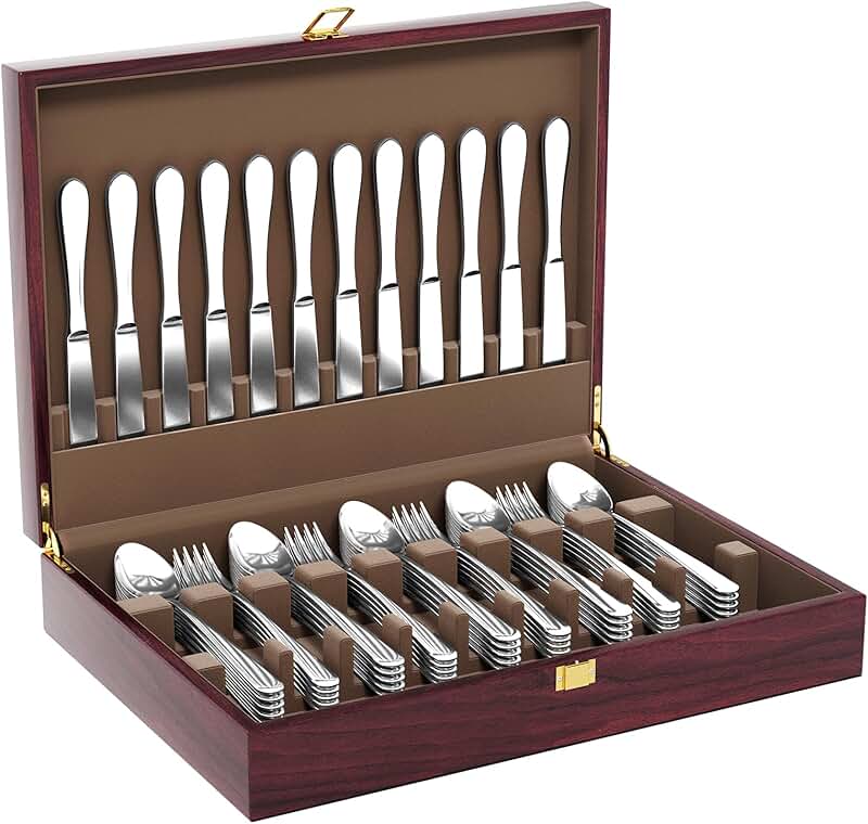 Silverware Storage Box with Felt Lining and Lid