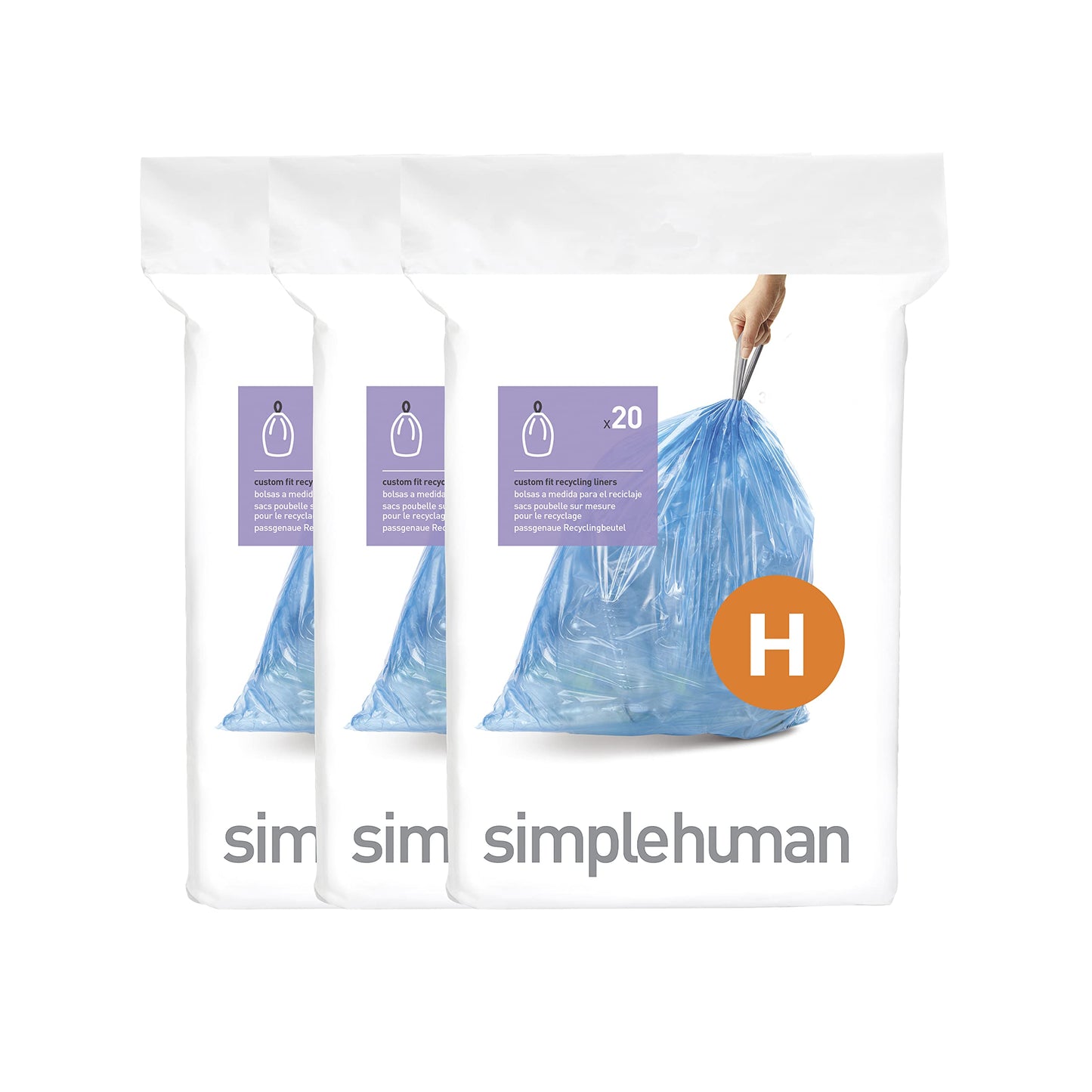Code H Custom Fit Dr string Trash Bags in Dispenser Packs, 60 Count, 30-35 Liter  8-9.2 lon, Blue