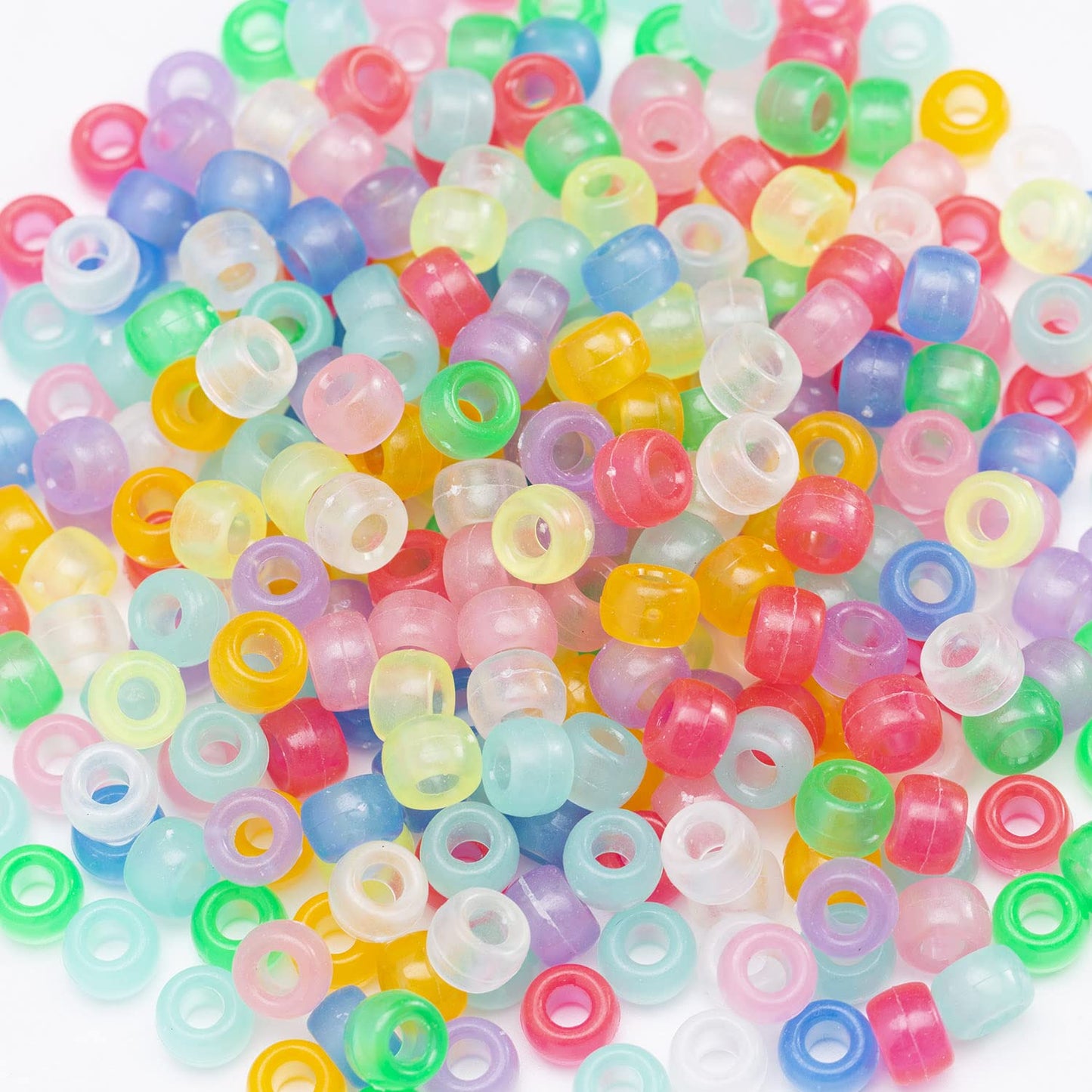 Bulk 1000 Acrylic Pony Beads in 9 Colors for Jewelry and Hair Braiding